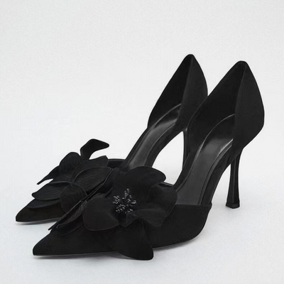 Laursen™ Karla - Stilettohæle med blomsterdekoration